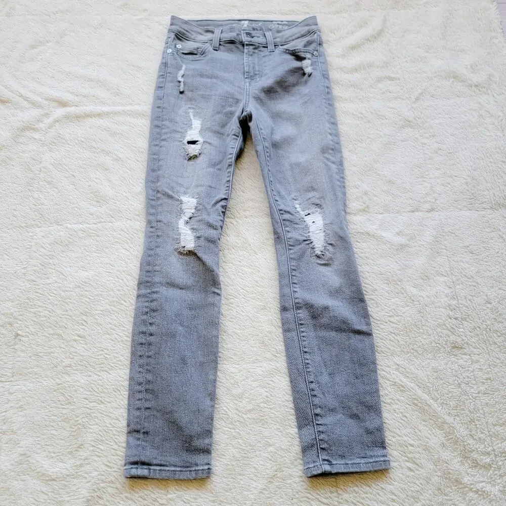 7 For All Mankind Gray The Ankle Skinny Jeans - Picture 2 of 5